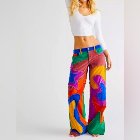 HP 🍭[ FP ] Supernova Cord Jeans in Rainbow Road Corduroy Bell Bottoms - Picture 4 of 16